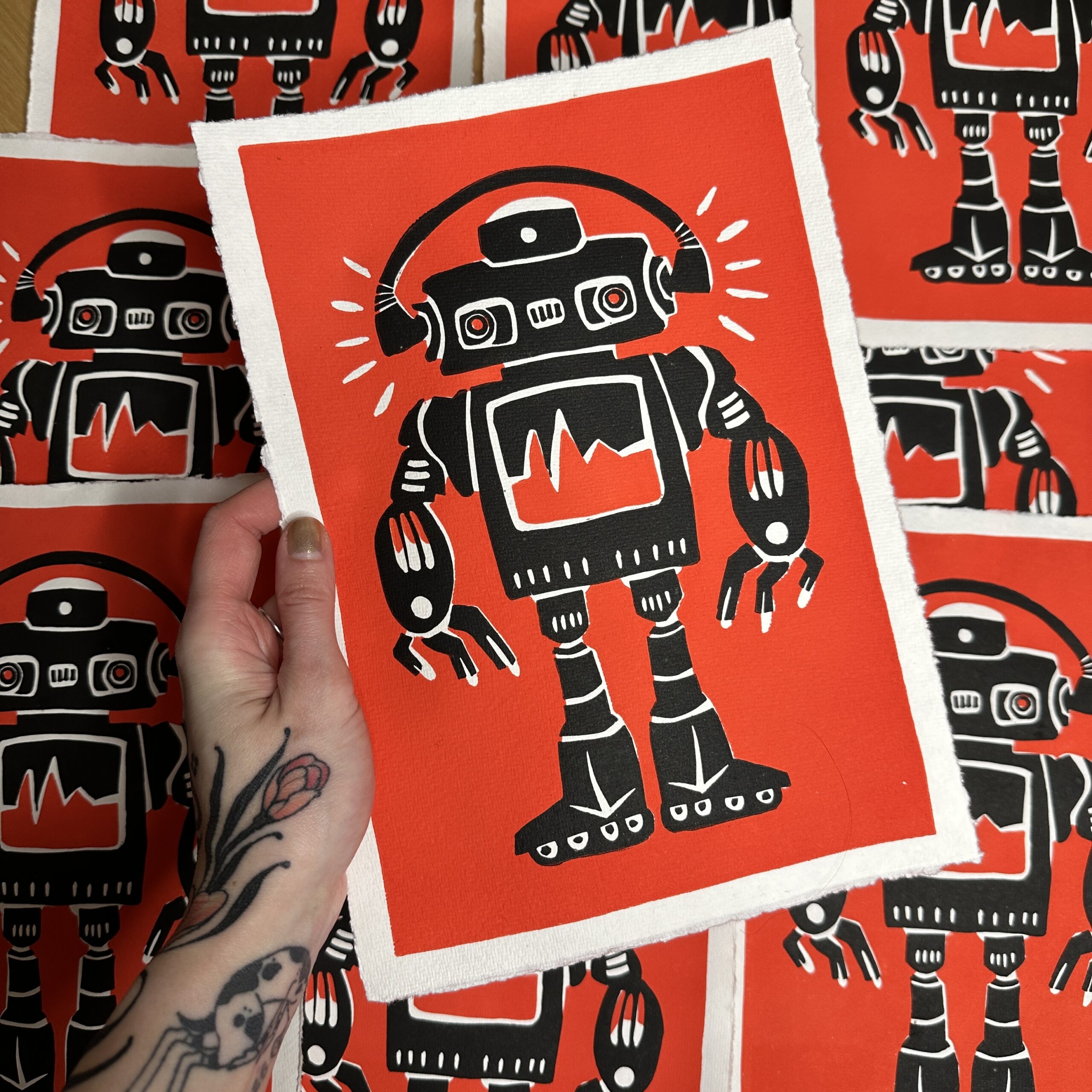 robot rollerblads print